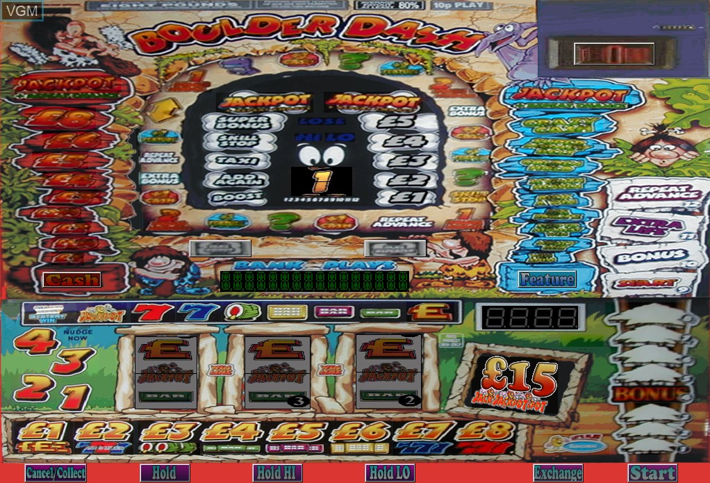 In-game screen of the game Boulder Dash on Slot machines
