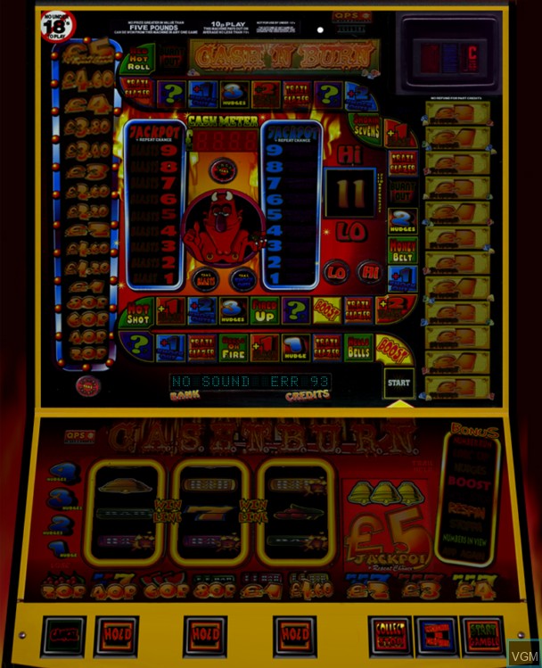 In-game screen of the game Cash 'n' Burn on Slot machines