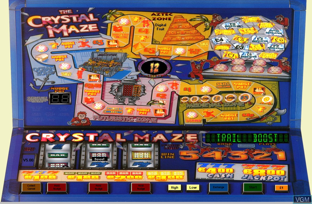 In-game screen of the game Crystal Maze, The on Slot machines