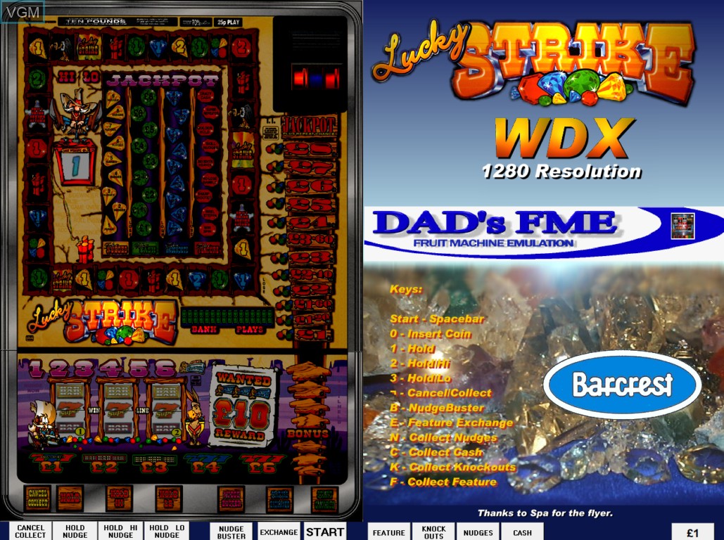 In-game screen of the game Lucky Strike on Slot machines