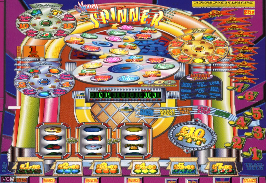 In-game screen of the game Money Spinner on Slot machines
