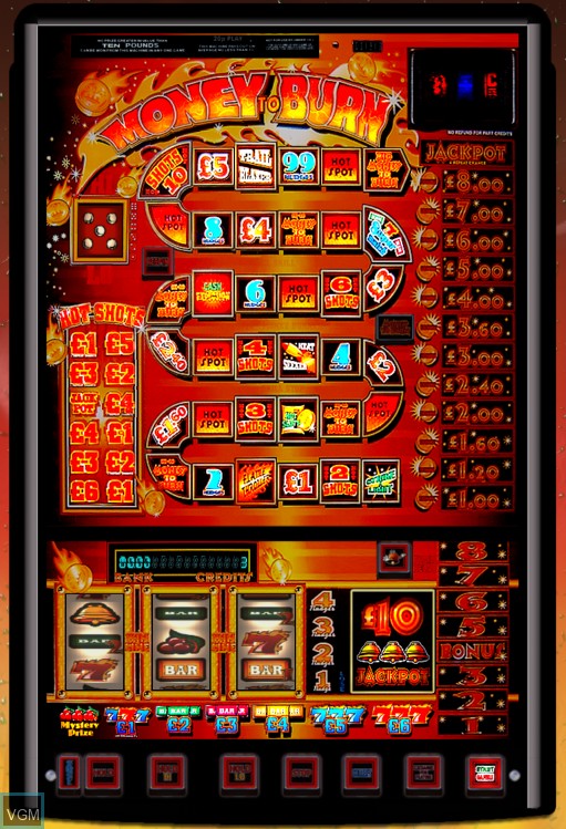 In-game screen of the game Money To Burn on Slot machines