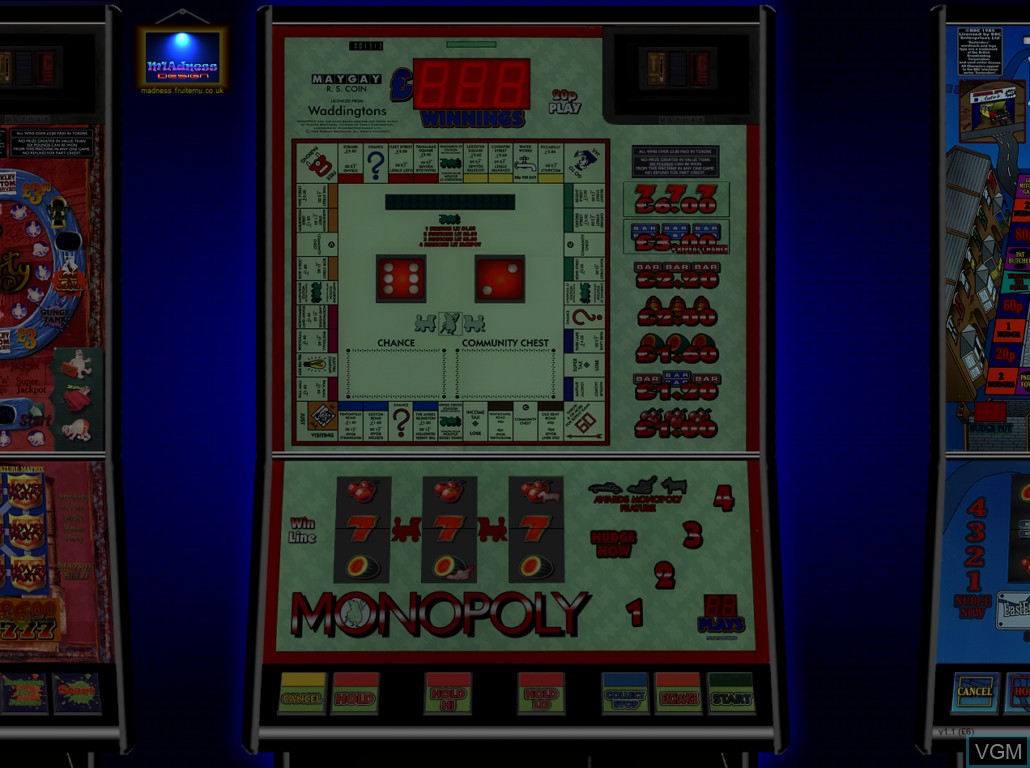 In-game screen of the game Monopoly on Slot machines