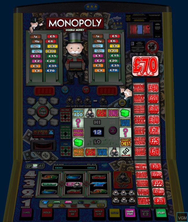 In-game screen of the game Monopoly Double Money on Slot machines