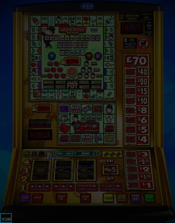 In-game screen of the game Monopoly Gold on Slot machines