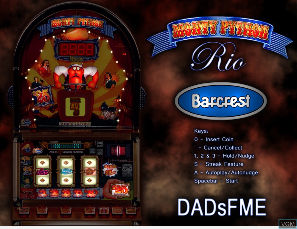 In-game screen of the game Monty Python Rio on Slot machines