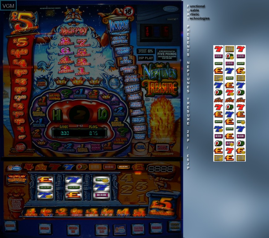In-game screen of the game Neptunes Treasure on Slot machines