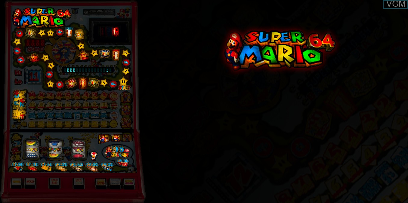 In-game screen of the game Super Mario 64 on Slot machines