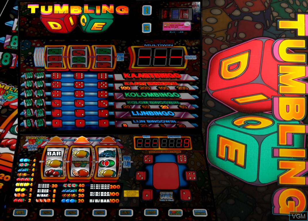 In-game screen of the game Tumbling Dice on Slot machines
