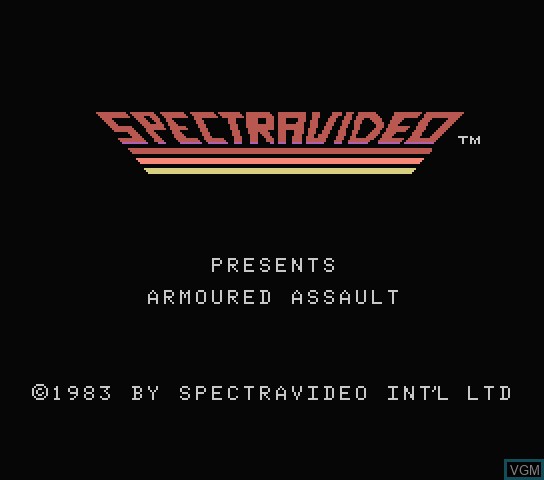 Title screen of the game Armoured Assault on Spectravideo SVI 318 / 328