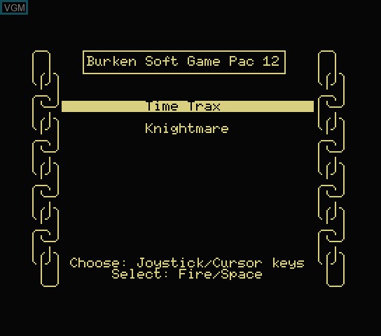 Title screen of the game Burken Soft Game Pac 12 on Spectravideo SVI 318 / 328