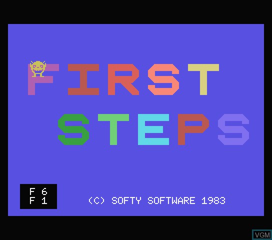 Title screen of the game First Steps on Spectravideo SVI 318 / 328