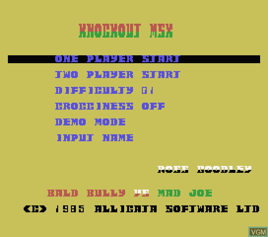 Menu screen of the game Burken Soft Game Pac 09 on Spectravideo SVI 318 / 328