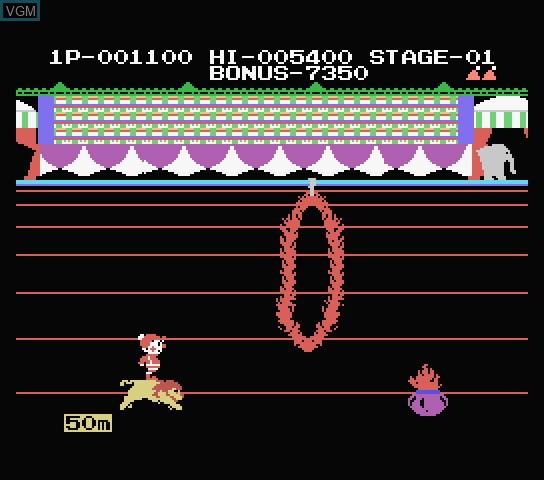 In-game screen of the game Circus Charlie on Spectravideo SVI 318 / 328