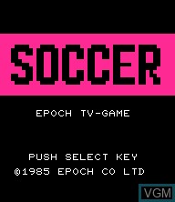 Title screen of the game Super Soccer on Epoch S. Cassette Vision