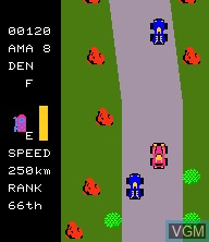 In-game screen of the game Wheelie Racer on Epoch S. Cassette Vision