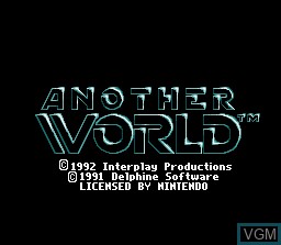 Title screen of the game Another World on Nintendo Super NES