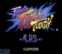 Title screen of the game Final Fight Tough on Nintendo Super NES