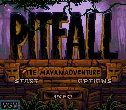 Title screen of the game Pitfall - Mayan no Daibouken on Nintendo Super NES