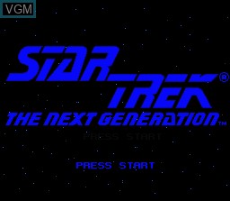 Title screen of the game Shin Star Trek - The Next Generation - Ooinaru Isan IFD no Nazo o Oe on Nintendo Super NES