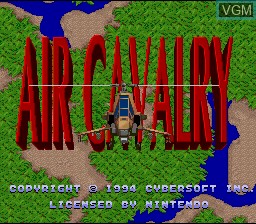Title screen of the game Air Cavalry on Nintendo Super NES