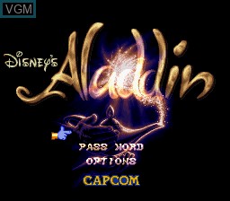 Title screen of the game Aladdin on Nintendo Super NES