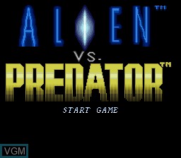 Title screen of the game Alien vs. Predator on Nintendo Super NES
