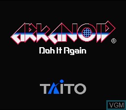 Title screen of the game Arkanoid - Doh It Again on Nintendo Super NES