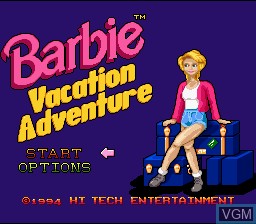 Title screen of the game Barbie Vacation Adventure on Nintendo Super NES
