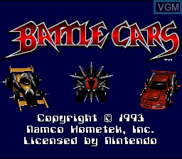 Title screen of the game Battle Cars on Nintendo Super NES