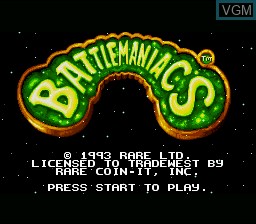 Title screen of the game Battletoads in Battlemaniacs on Nintendo Super NES