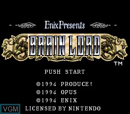 Title screen of the game Brain Lord on Nintendo Super NES
