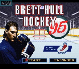Title screen of the game Brett Hull Hockey 95 on Nintendo Super NES
