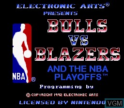 Title screen of the game Bulls vs Blazers and the NBA Playoffs on Nintendo Super NES