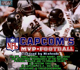 Title screen of the game Capcom's MVP Football on Nintendo Super NES