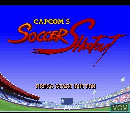 Title screen of the game Capcom's Soccer Shootout on Nintendo Super NES