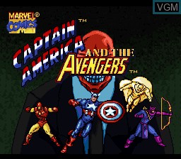 Title screen of the game Captain America and the Avengers on Nintendo Super NES