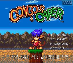 Title screen of the game Congo's Caper on Nintendo Super NES