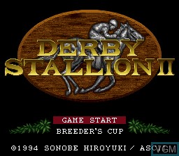Title screen of the game Derby Stallion II on Nintendo Super NES