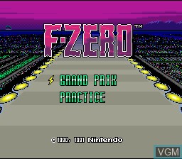 Title screen of the game F-Zero on Nintendo Super NES