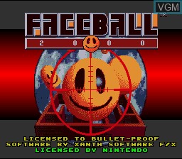 Title screen of the game Faceball 2000 on Nintendo Super NES