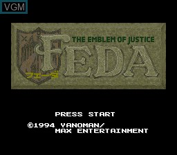 Title screen of the game FEDA - The Emblem of Justice on Nintendo Super NES