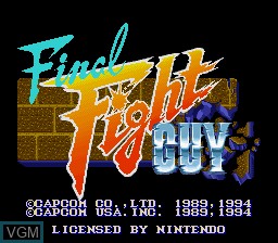 Title screen of the game Final Fight Guy on Nintendo Super NES