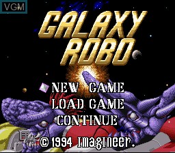 Title screen of the game Galaxy Robo on Nintendo Super NES
