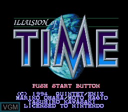Title screen of the game Illusion of Time on Nintendo Super NES