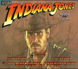 Title screen of the game Indiana Jones' Greatest Adventures on Nintendo Super NES