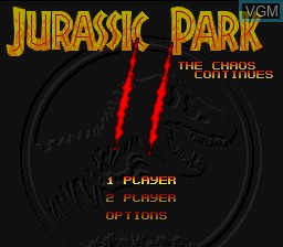Title screen of the game Jurassic Park Part 2 - The Chaos Continues on Nintendo Super NES