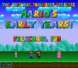Title screen of the game Mario's Early Years - Preschool Fun on Nintendo Super NES