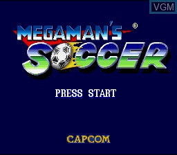 Title screen of the game Mega Man Soccer on Nintendo Super NES