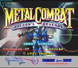 Title screen of the game Metal Combat - Falcon's Revenge on Nintendo Super NES